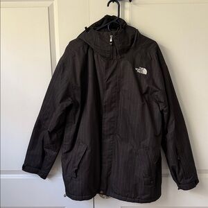 The North Face Black Striped Hooded Ski/Snowboard Jacket